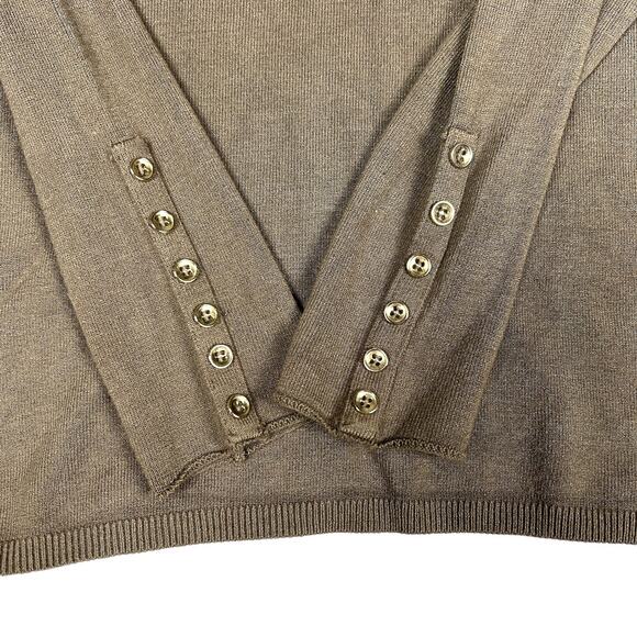Zara Knit‎ Sweater Brown Long Sleeve Pullover Keyhole Button Detail Women's M - Picture 7 of 11